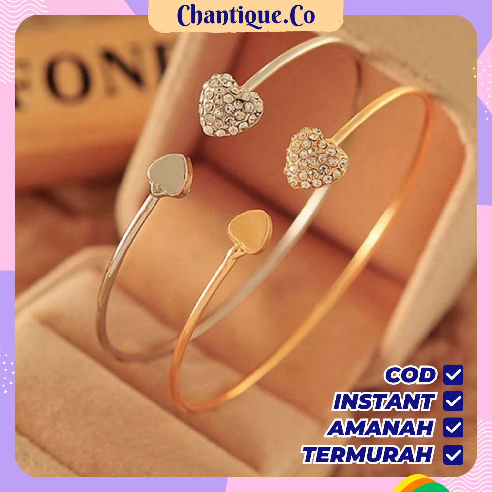 Gelang Aksesoris Tangan Cantik Murah Emas Perak Murah Gelang Wanita Model Hati Berlian