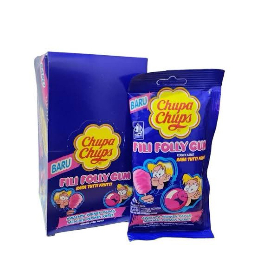 

Chupa Chups Fili Folly Gum Rasa Tutti Frutti 1 Box Isi 6 sachet @11gram