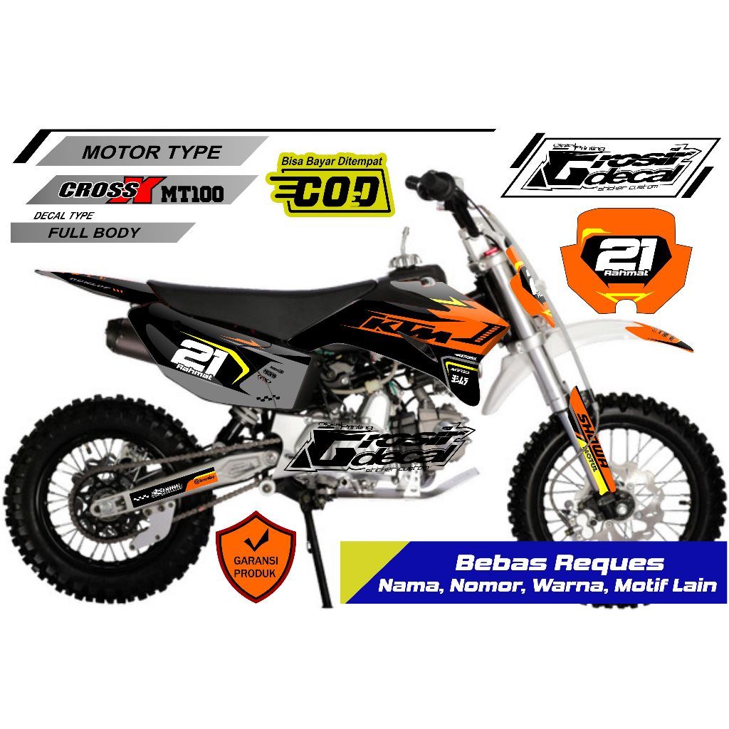 Sticker Stiker Trail Mini Mini Trail CROSS X 100cc Old Full body Free Custom