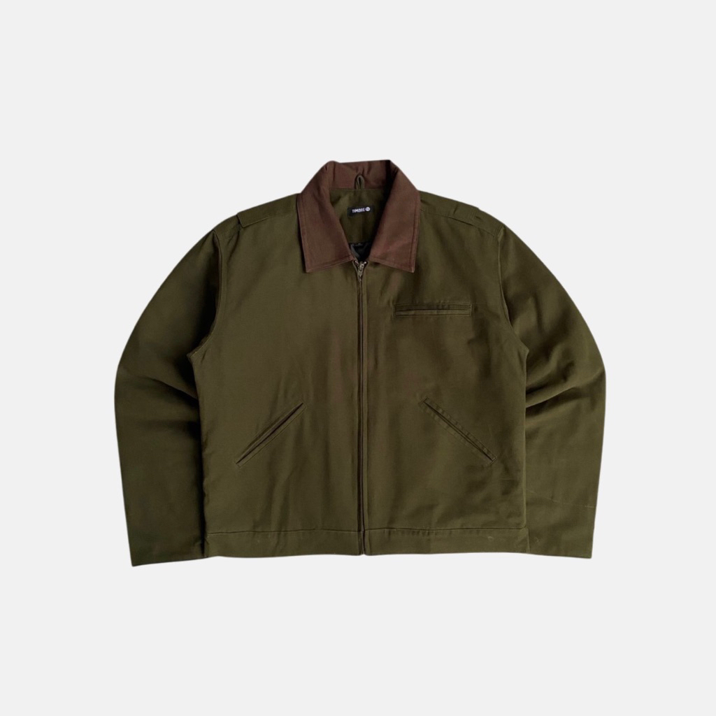 Timbre Work Jacket Green Army Collar Brown
