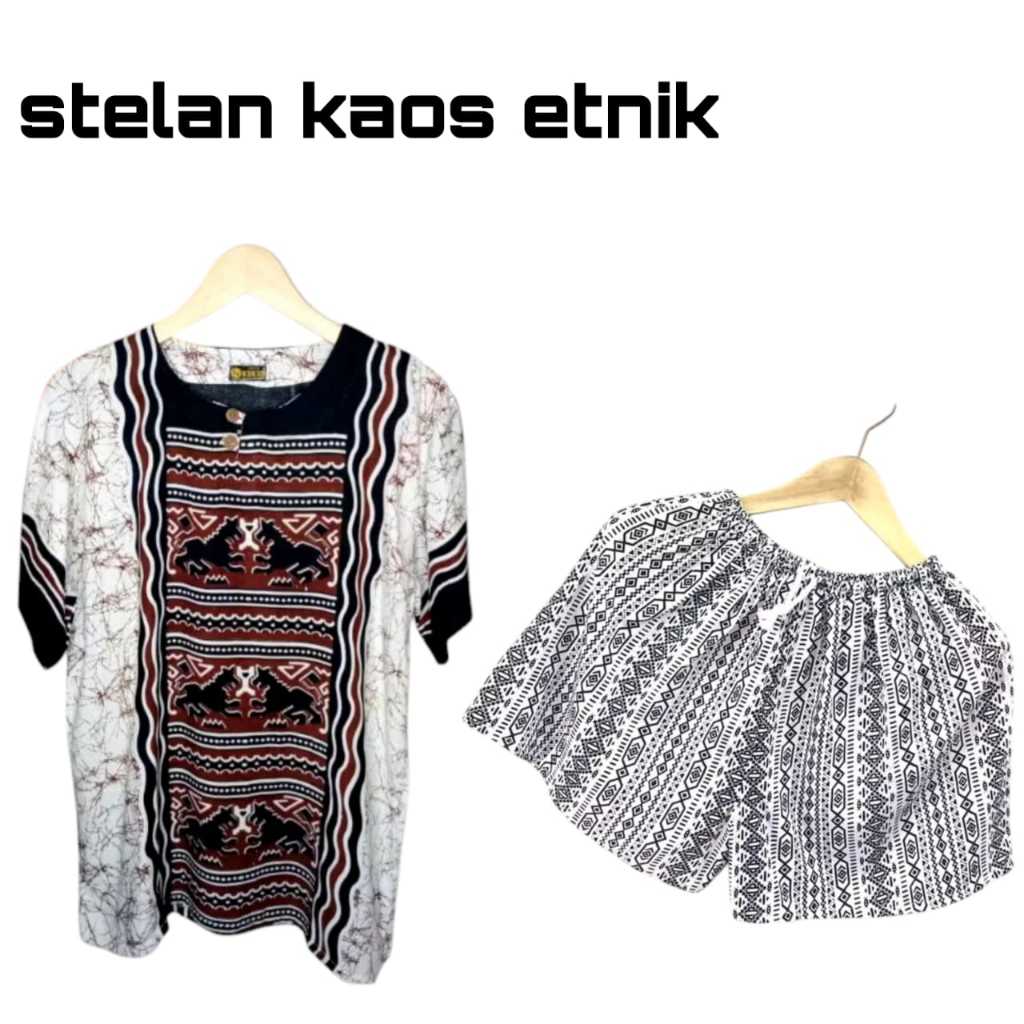 Ethica Setelan Etnik Kaos Singkur Pria/Wanita - Baju Setelan Pria Wanita Stelan Pantai