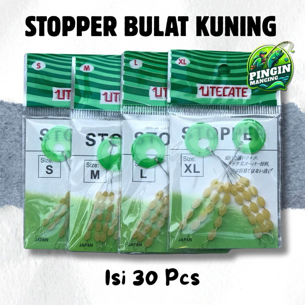 Stopper Pancing Bulat Besar Kecil Warna Kuning Isi 30 Pcs Utecate