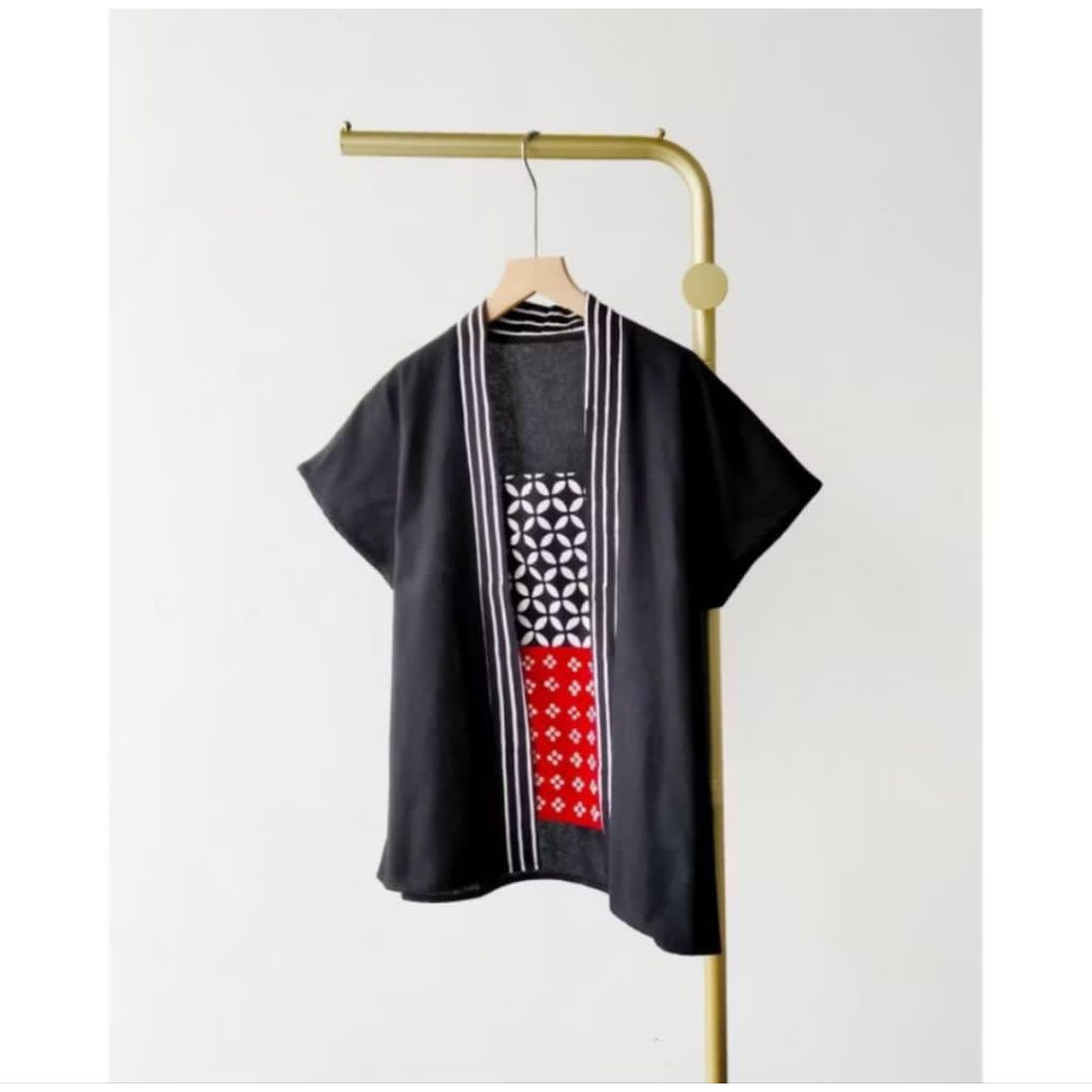 kebaya kutubaru putih katun one size fashion baju batik atasan wanita kantor seragam hitam navy polo