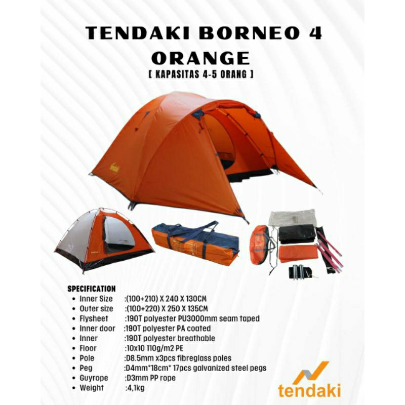 Tenda Camping Tendaki Borneo 4P – Ex Rental (Bekas)