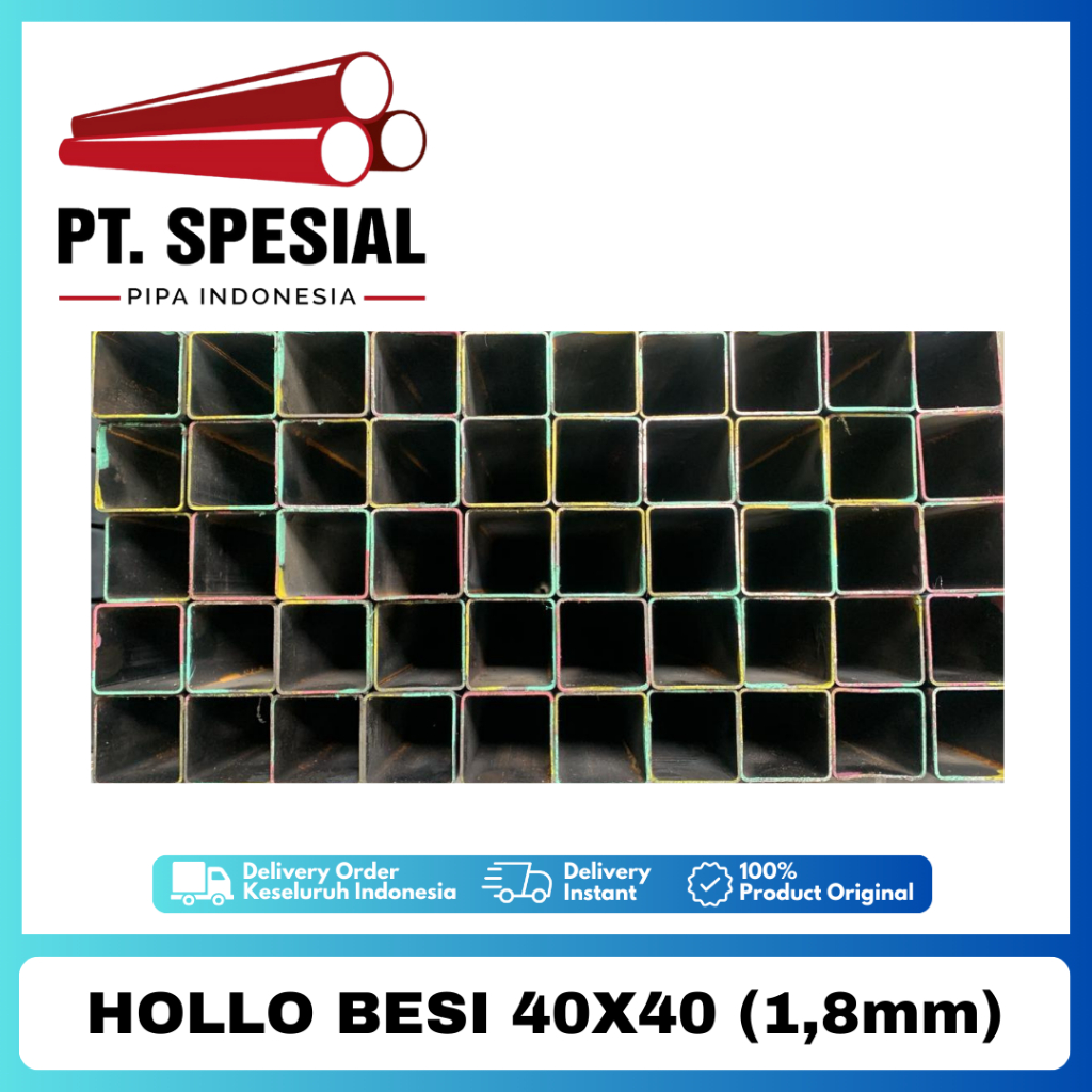 Besi Hollo 4x4 / Hollow Hitam / Hollo Besi 40x40 Tebal 1.8mm 100 Btg - 05