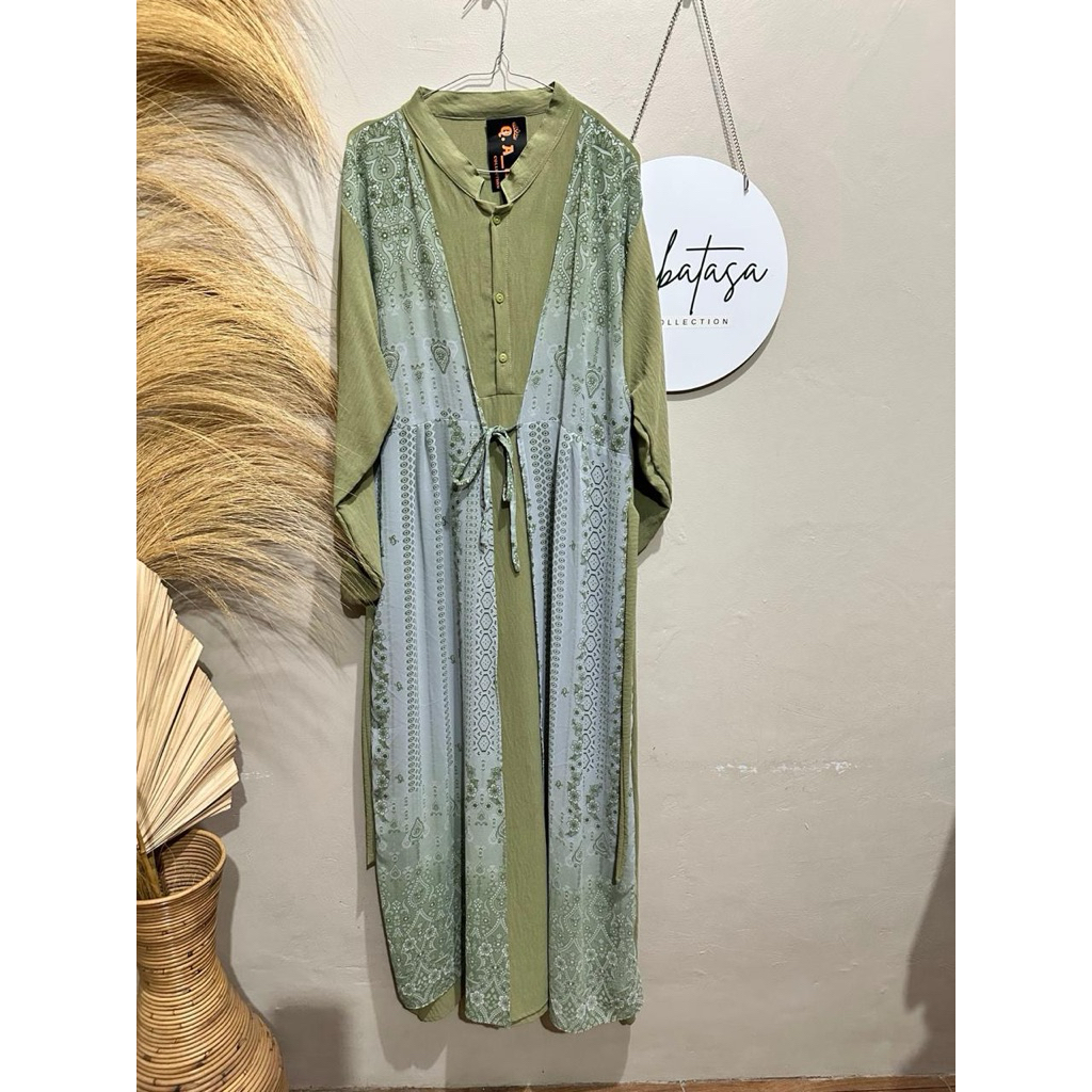 Gamis rompi Ceruti crincle dewasa hijau