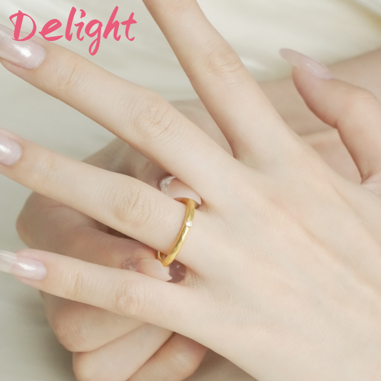Delight Cincin polos berlapis emas matte Cincin berlapis emas 22k Cincin Wanita-Aksesoris Mode