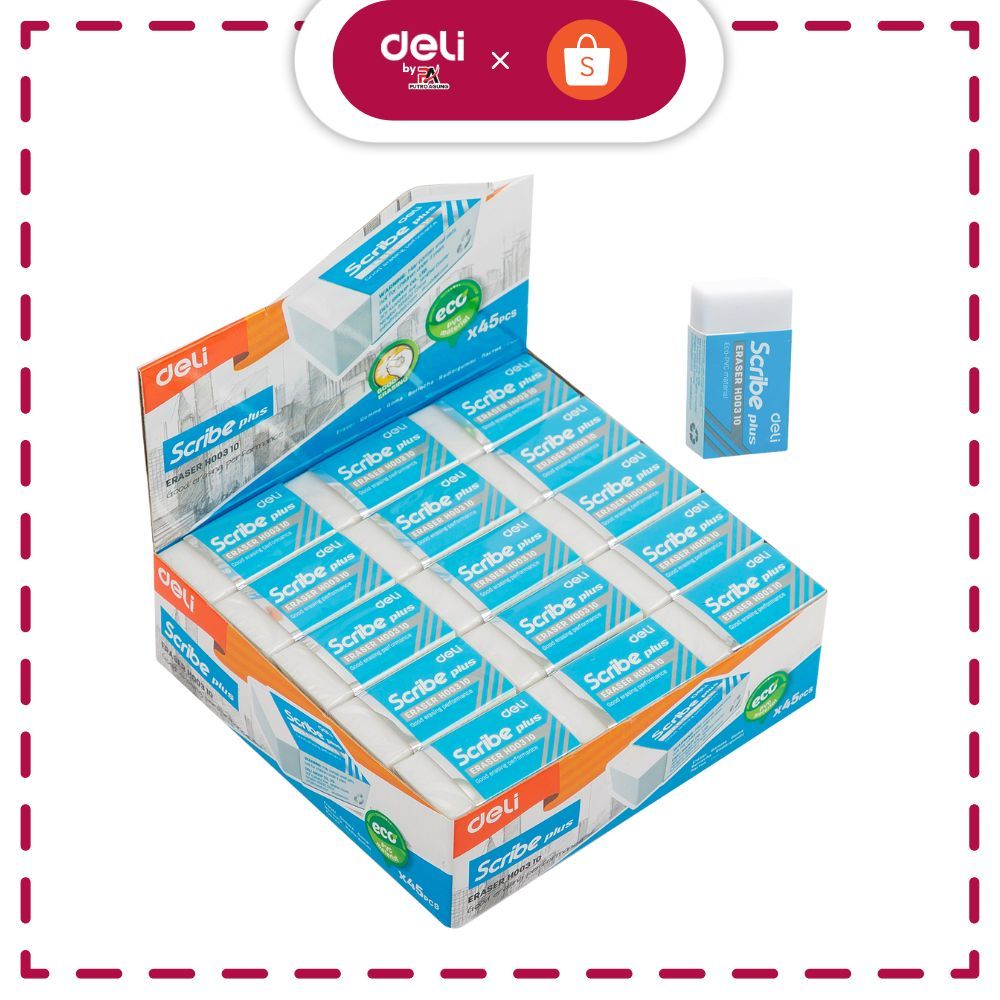 

Deli Penghapus Eraser Scribe 40 22 12mm Bersih Clean Putih White EH00310