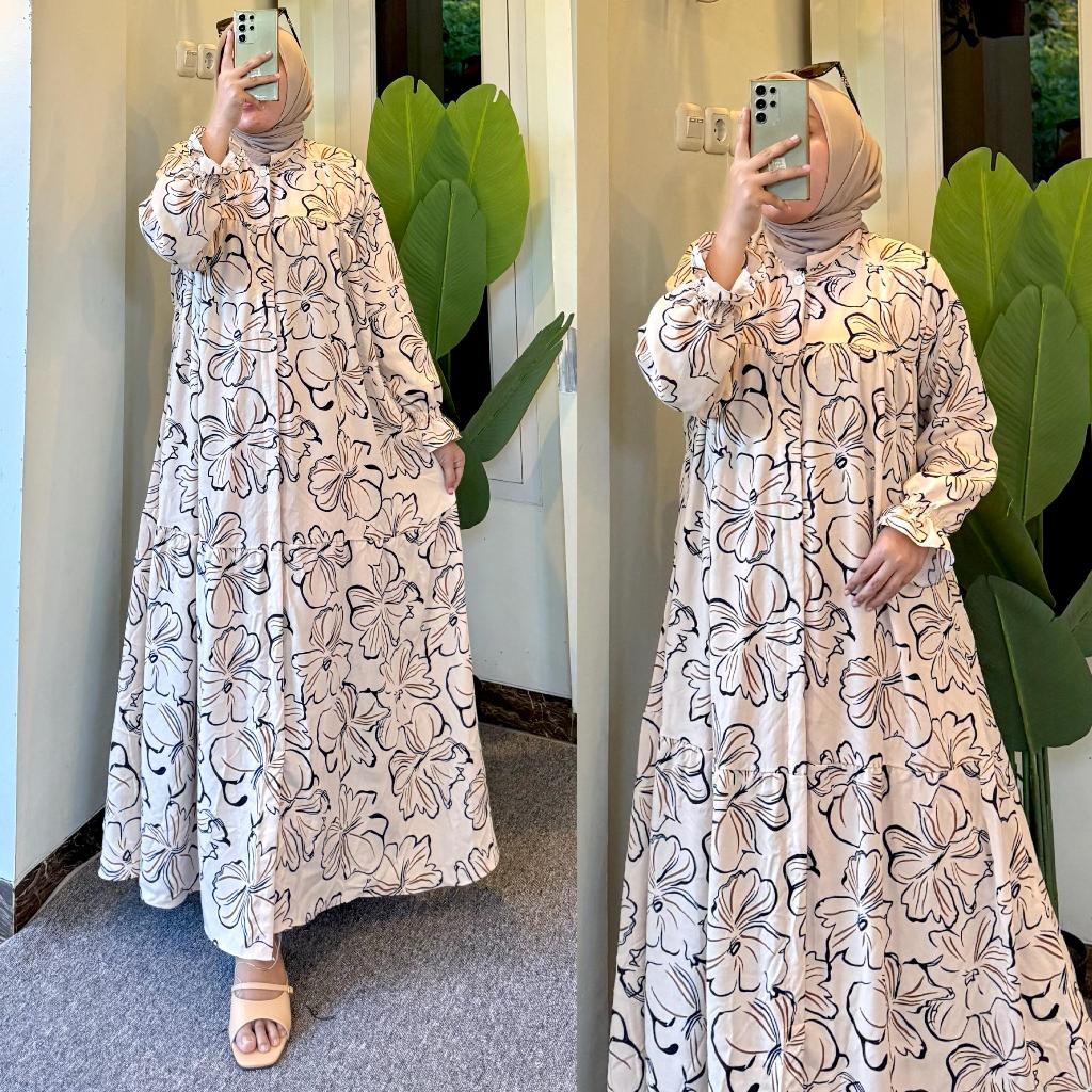GAMIS PREMIUM MONALISA motif NIRINA baju muslim wanita pakaian syari ibu menyusui hamil maxi DRESS G