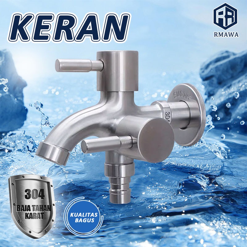 Kran Shower Cabang Stainless Steel 304 - Kran Shower 2 Cabang