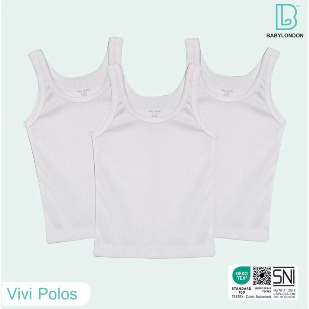 BoyLondon Singlet Vivi Putih Polos Premium Cocok Untuk Buah Hati