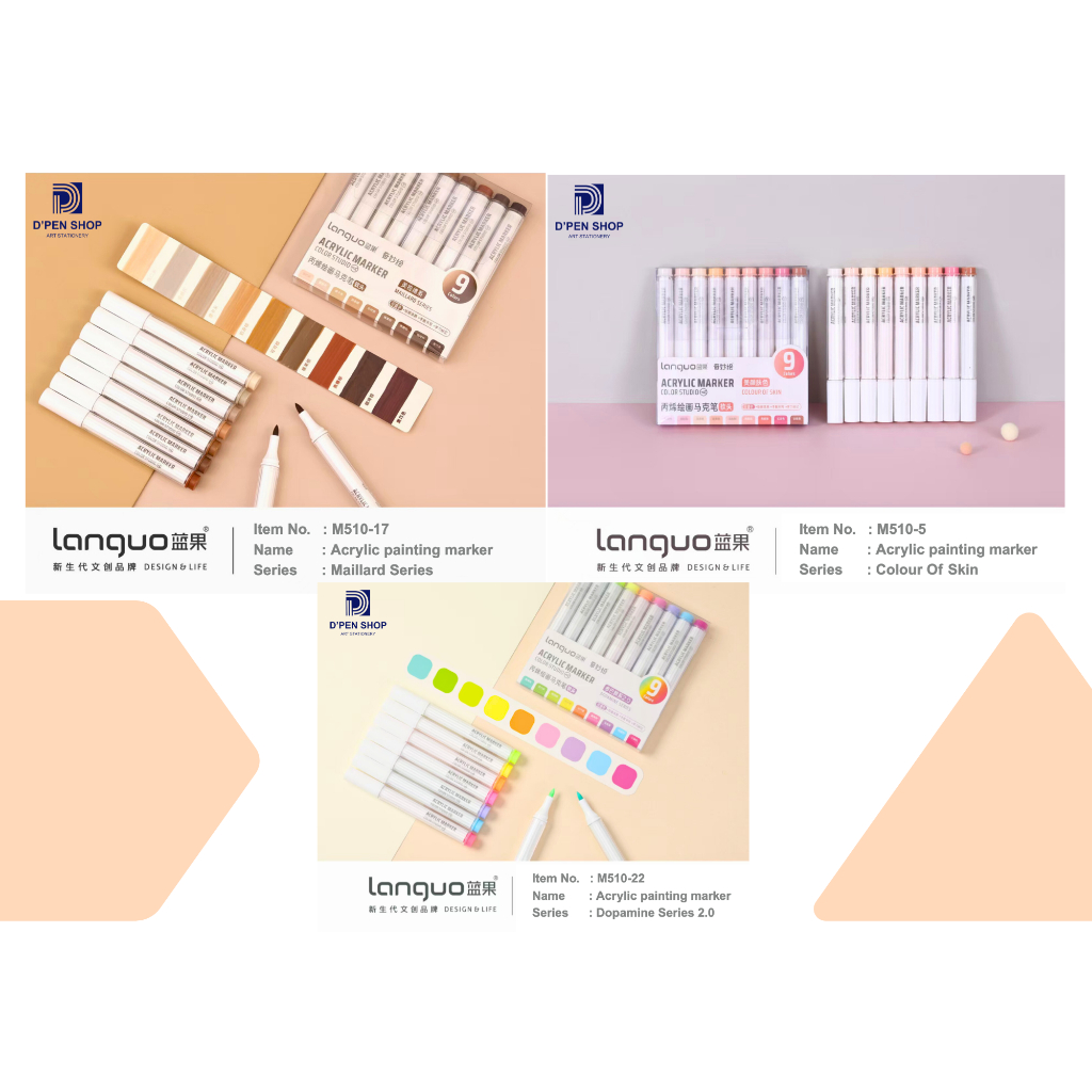 

Spidol Acrylic Painting Marker 9 Warna Spidol Warna Waterproof untuk Gambar Sketsa Ilustrasi Premium Languo