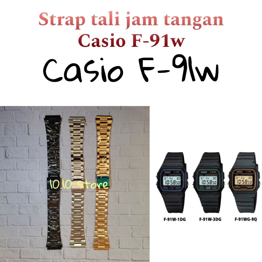Strap rantai stainless bisa utk jam tangan Casio F-91W, F-105w  F91w, F94w, F105w, F28w, A158w W217 