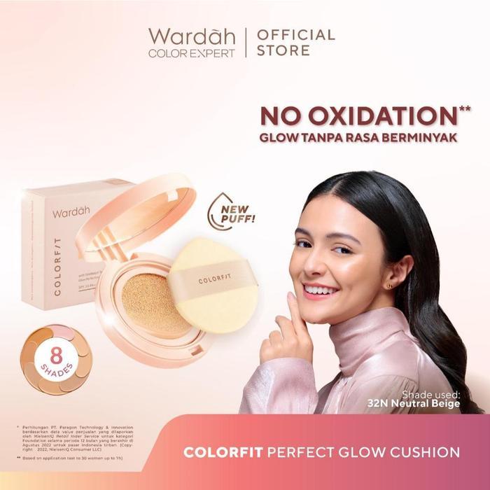 Wardah Colorfit Perfect Glow Cushion Tahan Lama Hingga 12 Jam Dilengkapi SPF 33 PA dan Centella Asia