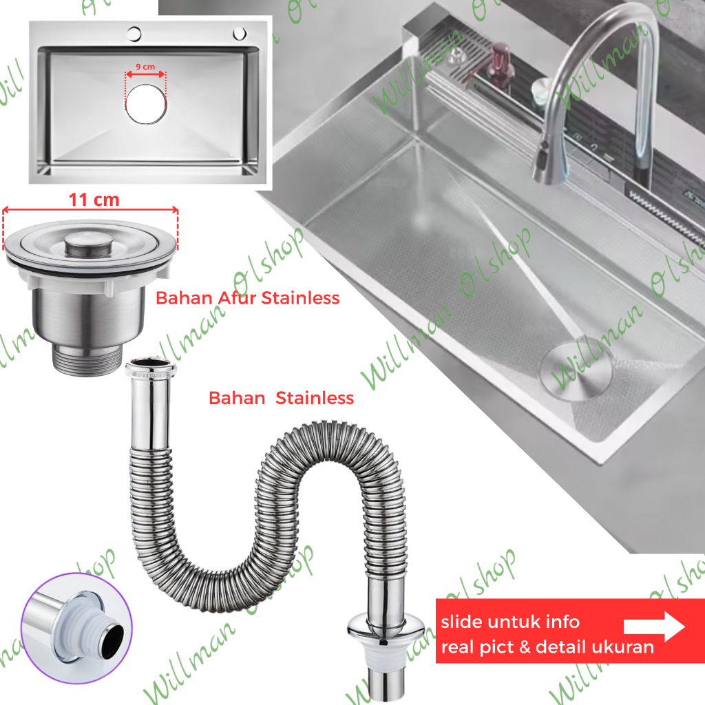 Afur Sink dan Selang Stainless Bak Cuci Piring