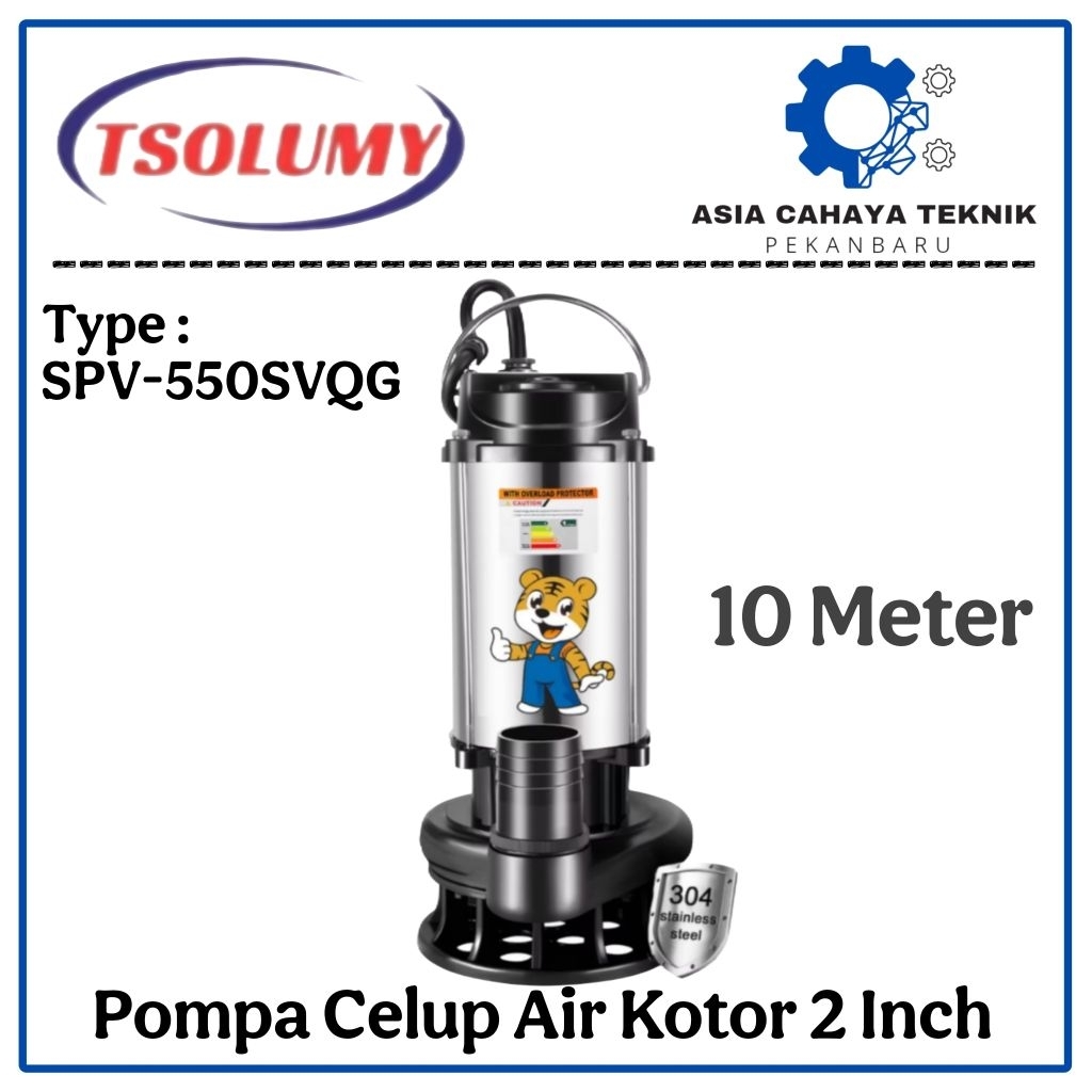 TSOLUMY SPV-550SVQG 2" Mesin Pompa Celup Air Kotor Submersible Pump 2 Inch Pompa Kolam Ikan Pompa Ba