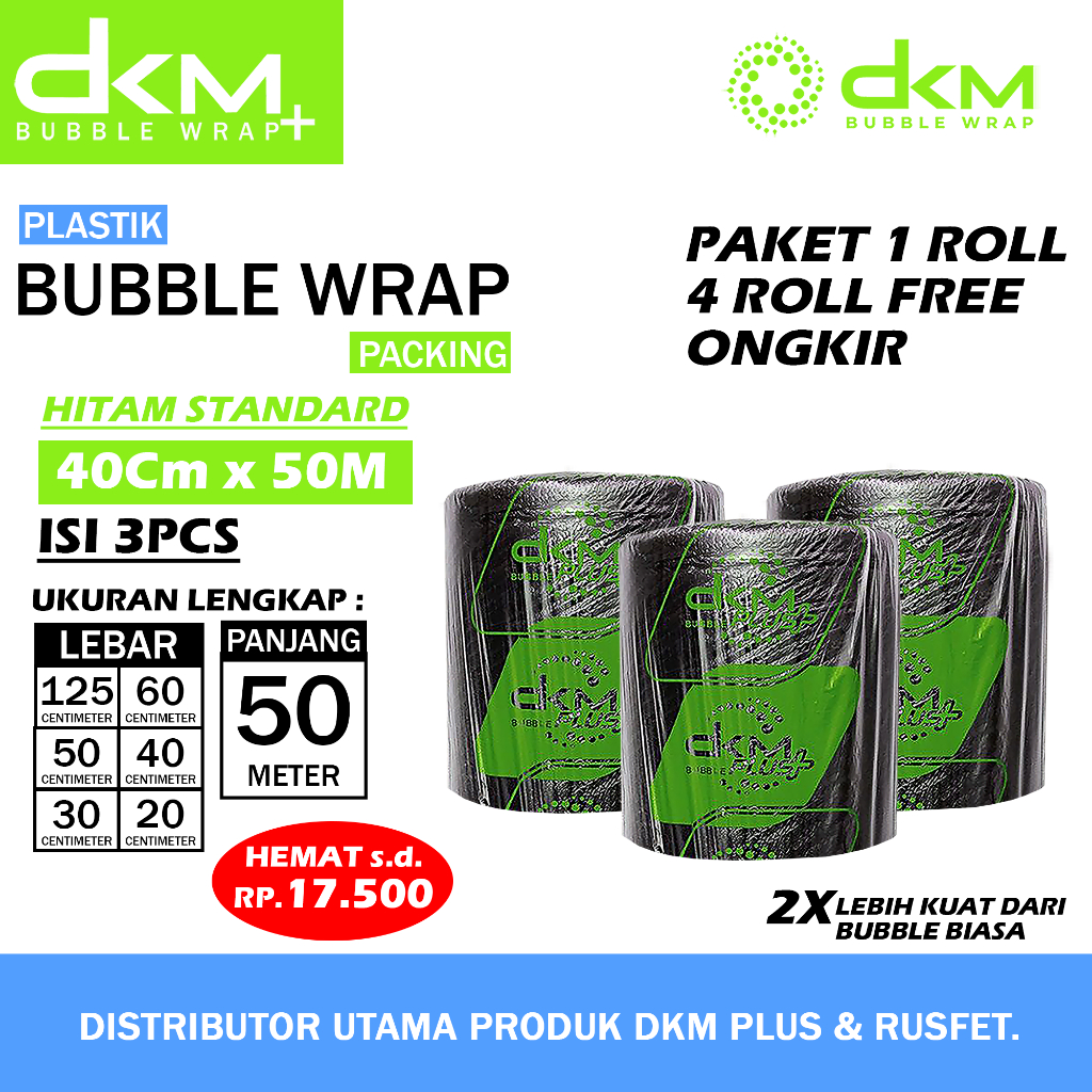 

Plastik Bubble Wrap Dkm 125cm X 50m Packing Online Shop Hitam Standar 40cm x 50m Paket 1 Roll