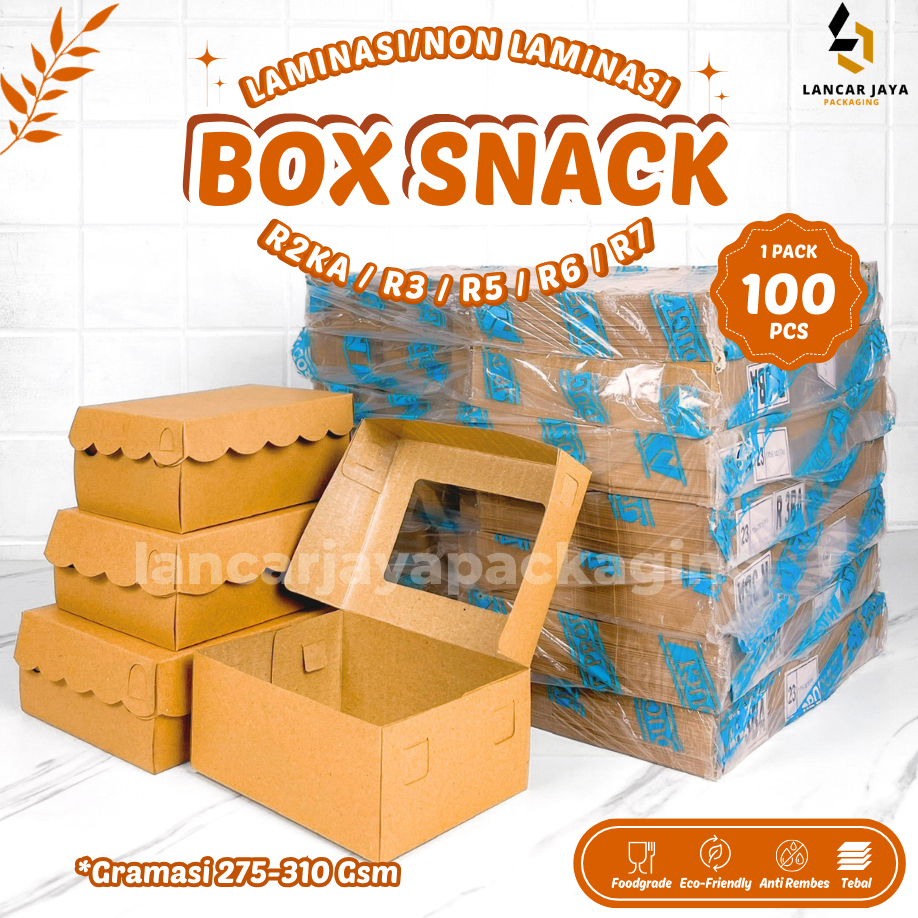 

[PACK] Box Snack Kraft Coklat Renda Polos Window R2 R3 R5 R6 R7 Kemasan Makanan Snack Kue Camilan