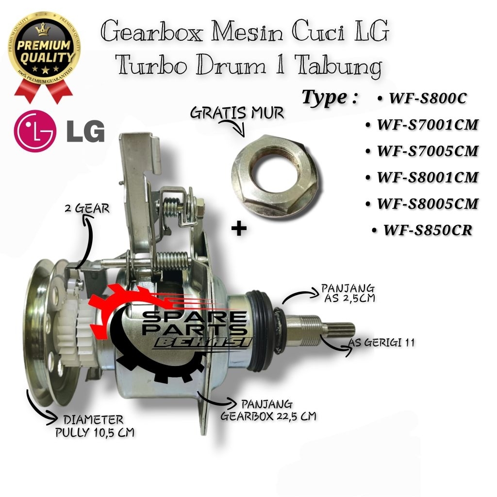 GRATIS MUR Gearbox LG WF-S7001CM S8001CM S7005CM S8005CM S850CR S800C Gearbox Mesin Cuci LG Turbo DR