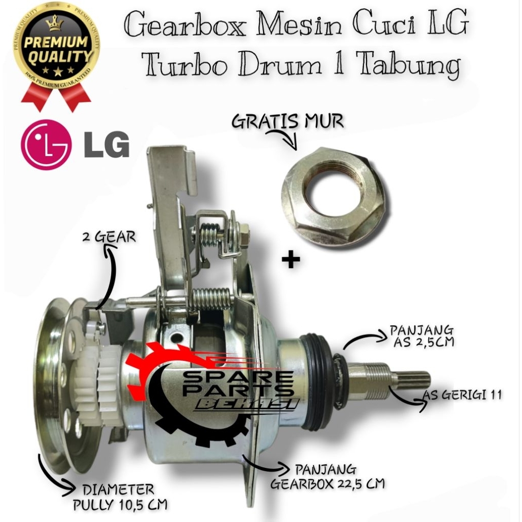 GRATIS MUR GEARBOX LG WF-S8005CM MESIN CUCI TURBO DRUM LG TOP LOADING 6-8KG GRATIS mur