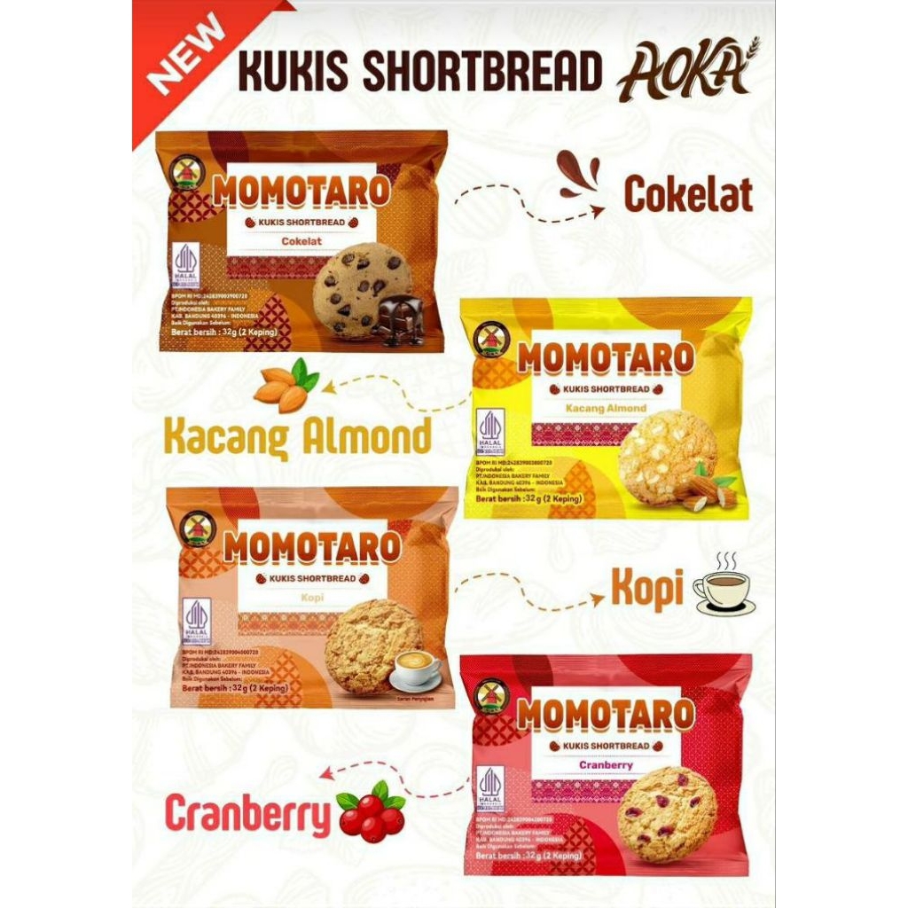 

AOKA MOMOTARO KUKIS 45G AOKA BUTTER COOKIES TERBARU SHORT BREAD MOMOTARO KUKIS