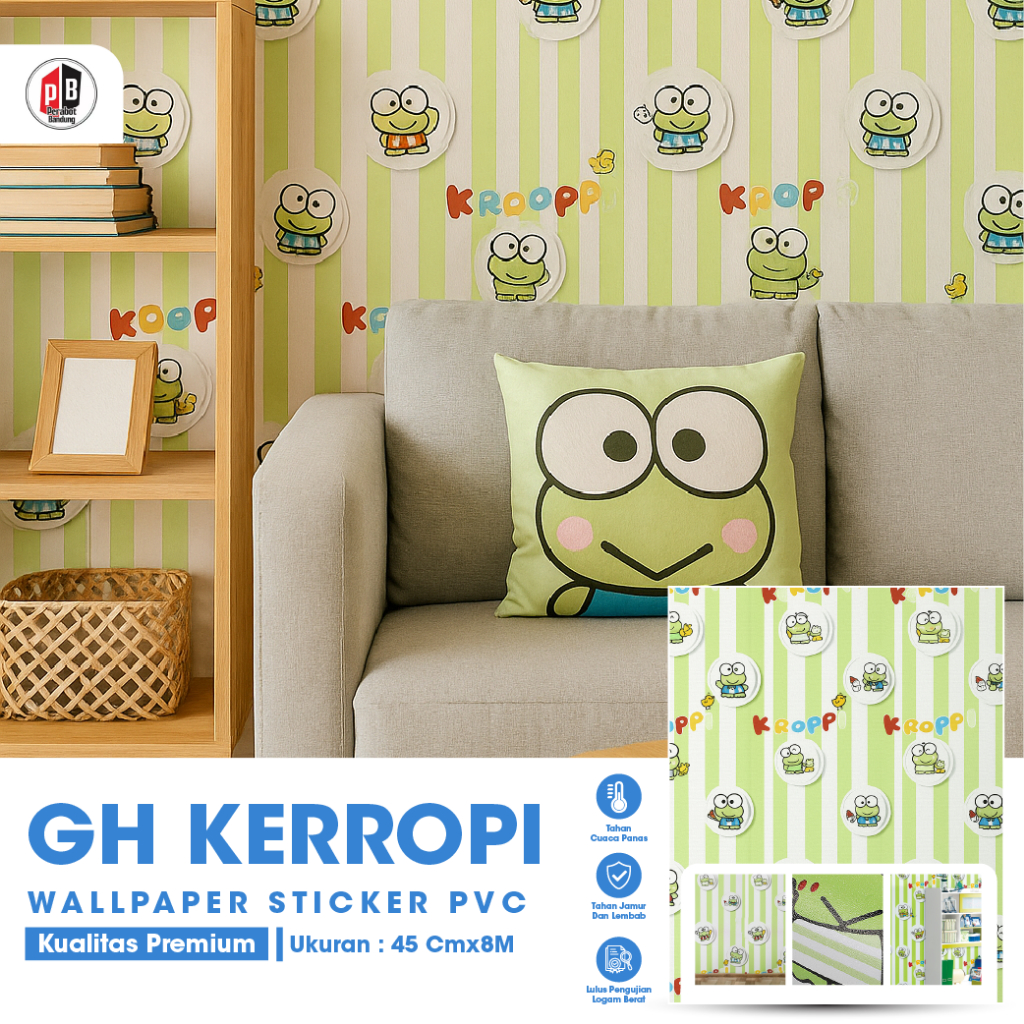 Wallpaper Dinding Karakter Keroppi Wallpaper Dinding Anak Karakter Wallpaper Stiker Lucu