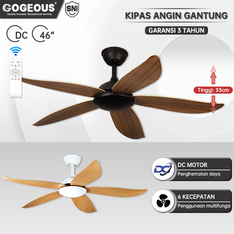 COD Kipas Angin Gantung Plafon Remote 46inci 5 Baling 6 Kecepatan Kipas Angin Baling Baling Gantung