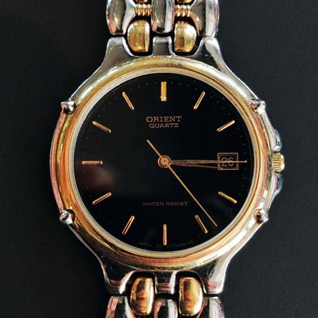 Jam Tangan Classic Orient Silver Gold Quartz Vintage