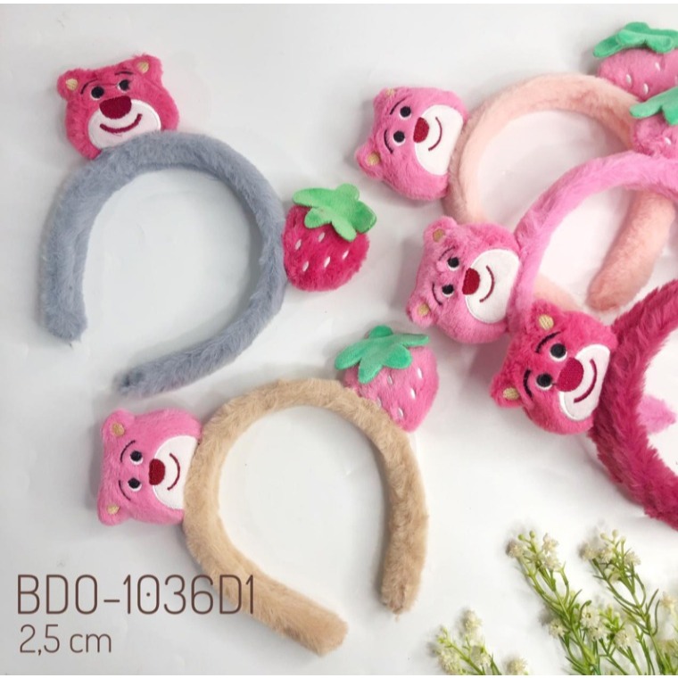 Bando Karakter Telinga Bear Lotso Lucu Korea Headband Bandana Beruang Stroberi bando Disney zootopia