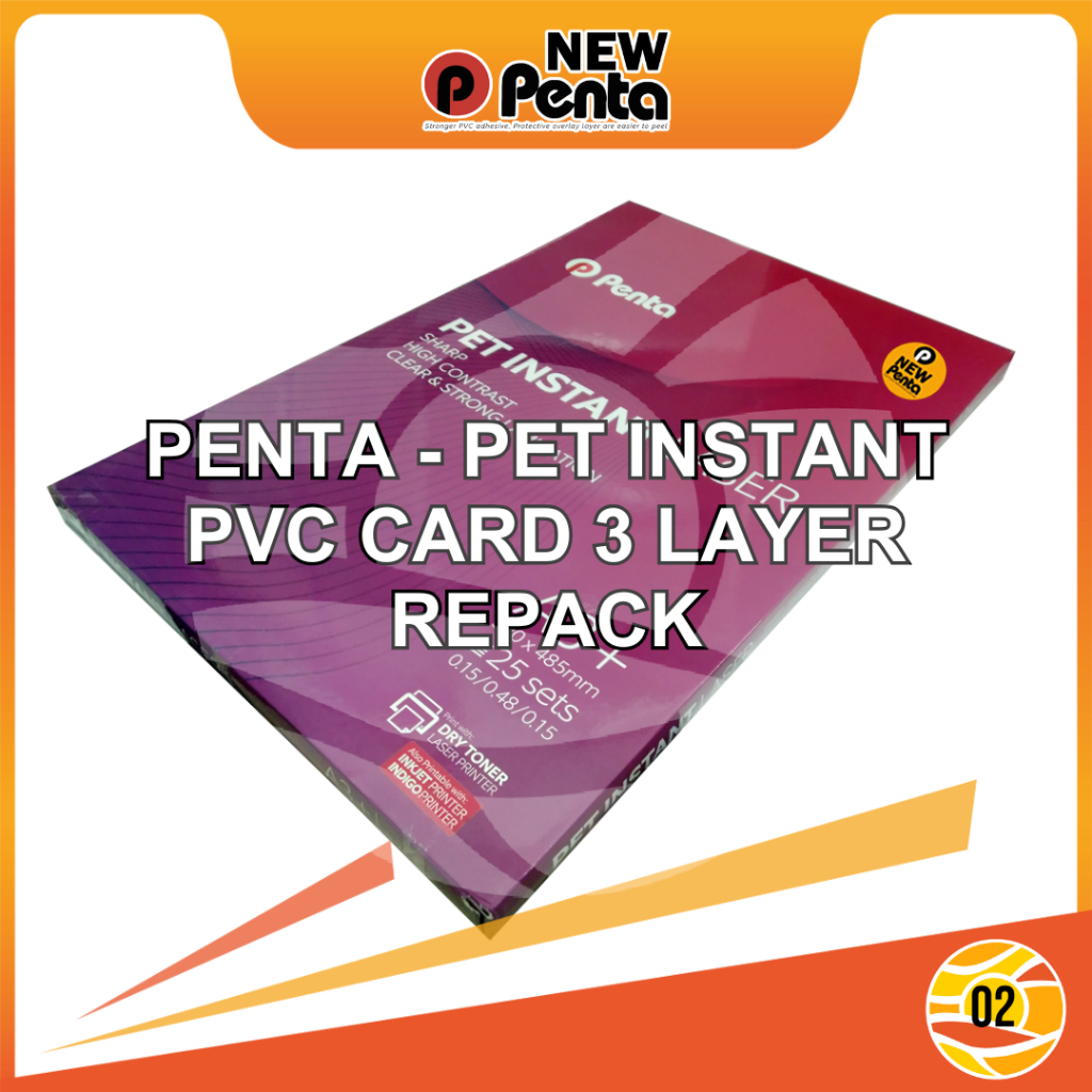 

PENTA PET Instant PVC Card Print Laser A3+ Indigo ID Card 3 Layers 0,78 mm Repack 5 Set