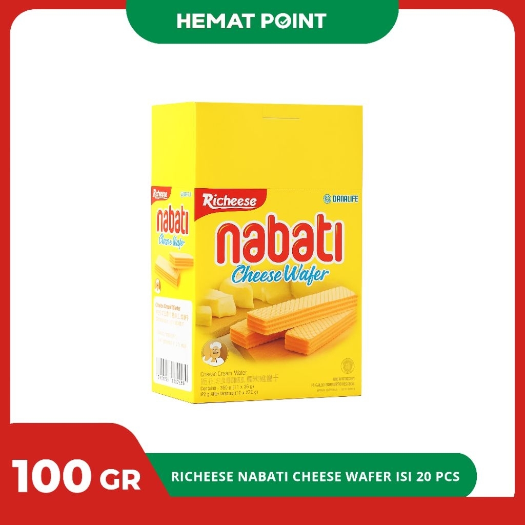 Richeese Nabati Wafer Cheese Isi 20 Pcs - 1 Pack Richeese Nabati Wafer Keju 100 Gr