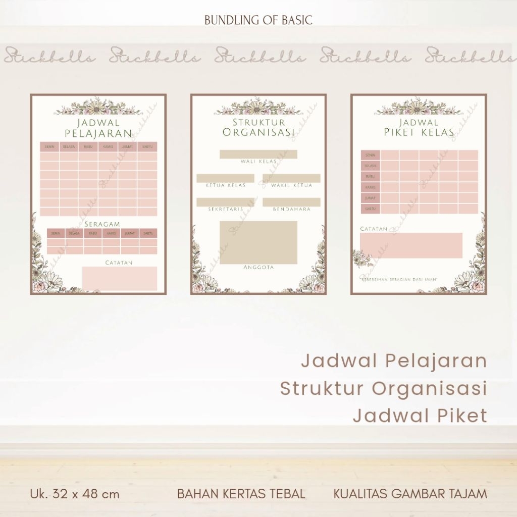 Bundling Poster Sekolah/ Jadwal Pelajaran/ Struktur Organisasi/ Jadwal Piket