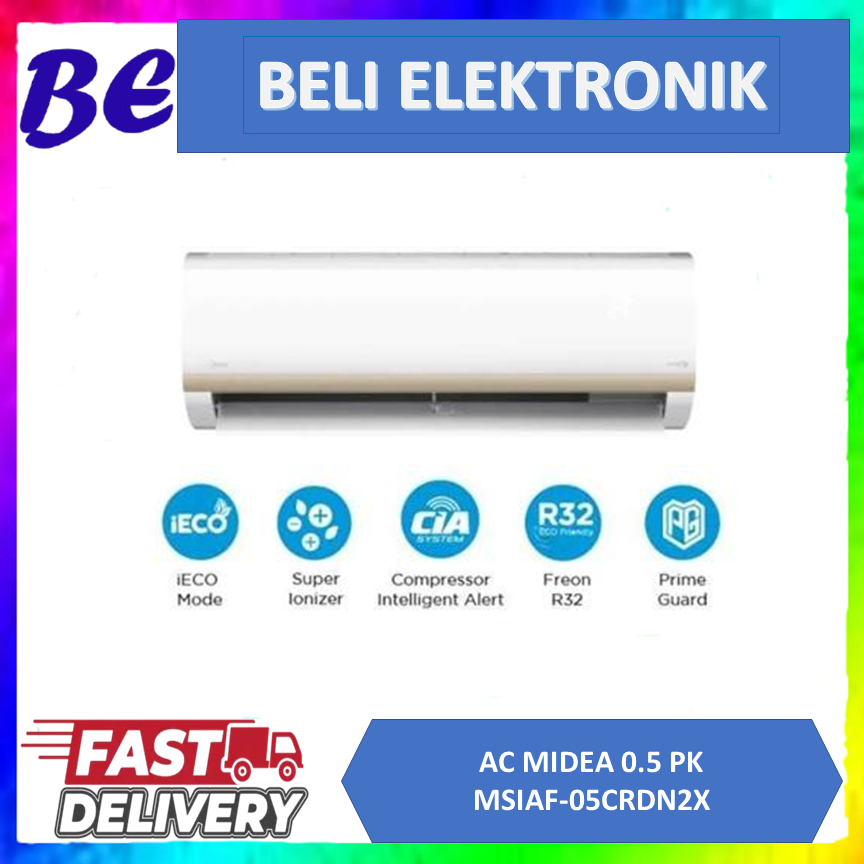 Midea AC Inverter 1/2 PK MSIAF-05CRDN2X - iECO Mode - Follow Me - Super Ionizer - Self Cleaning - XT