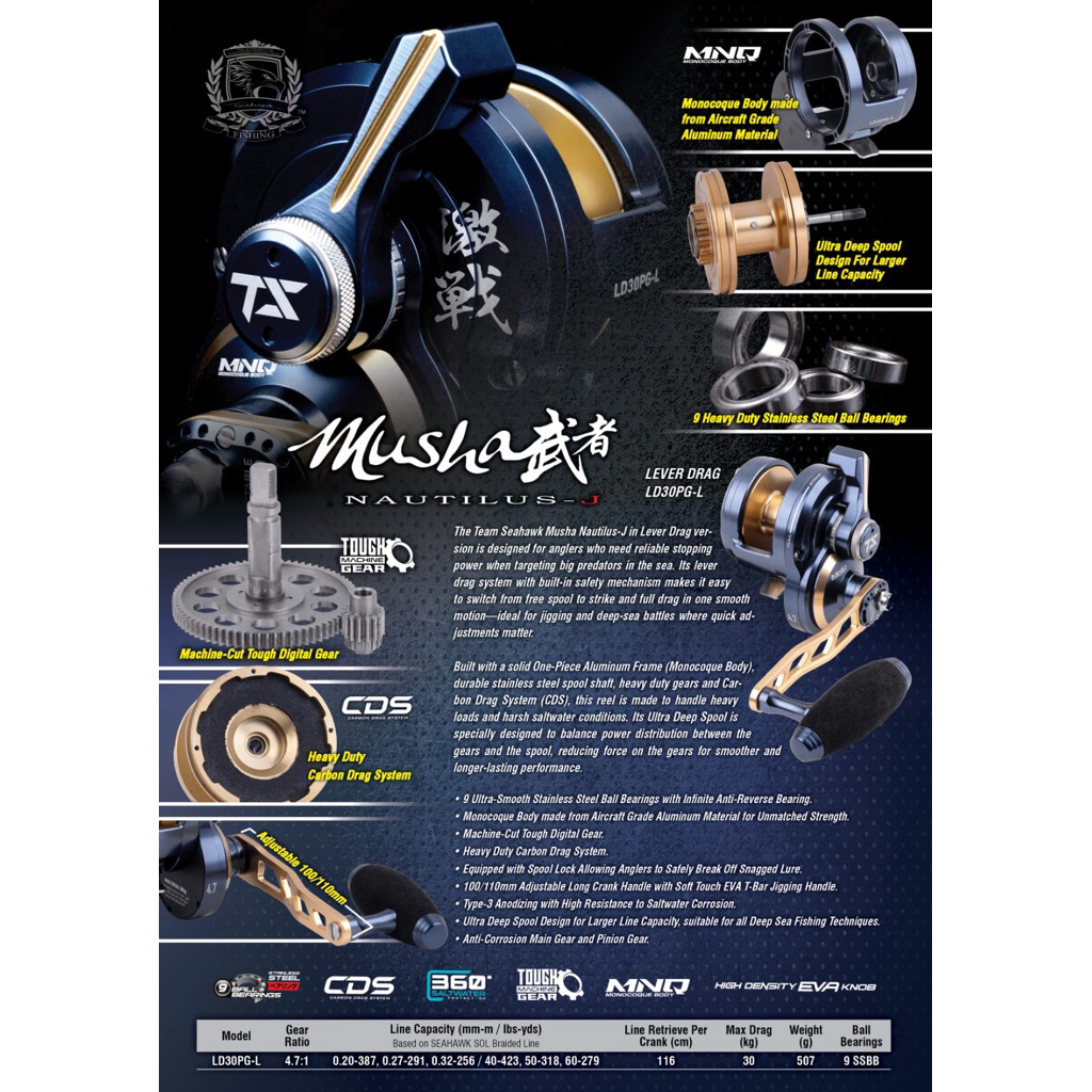 REEL SEAHAWK MUSHA NAUTILUS LD30PG-L