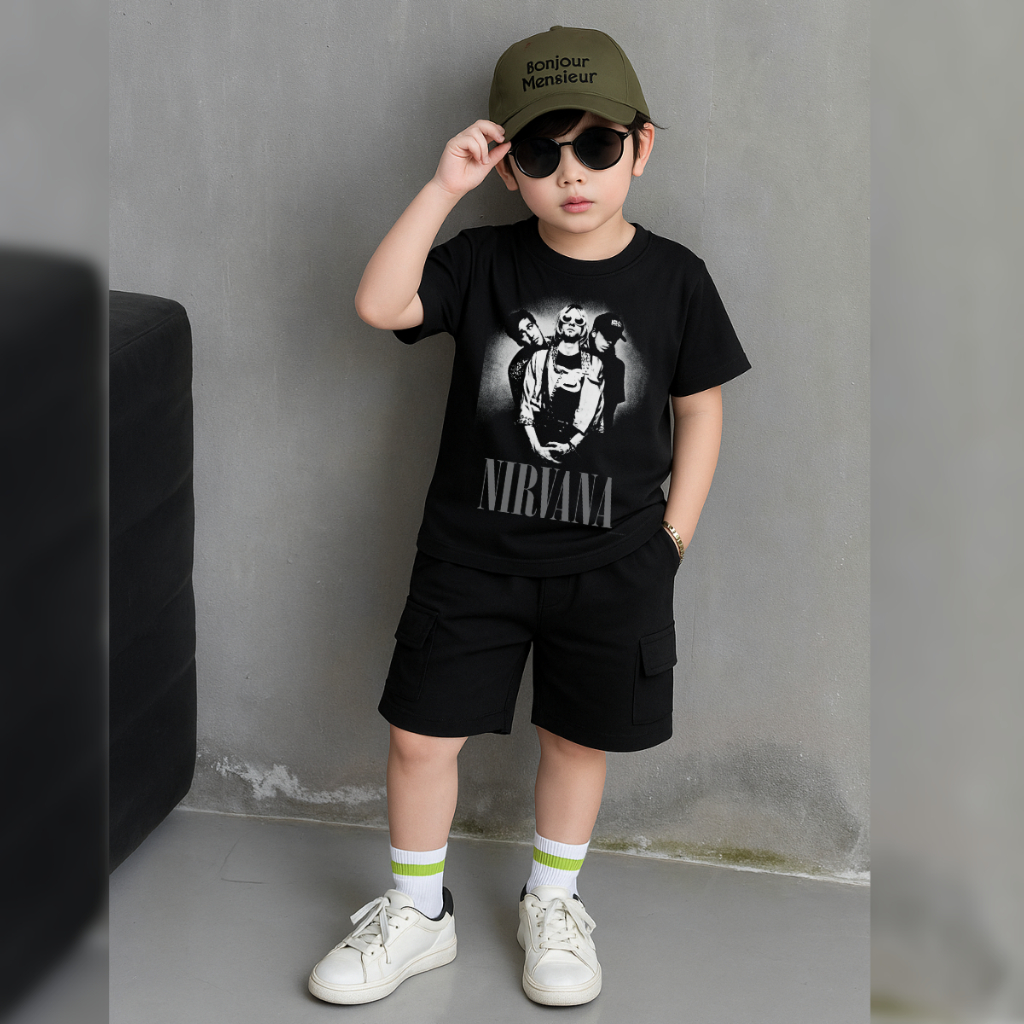 Baju Kaos Setelan Distro Anak Laki Laki Tema Band Metal Keren 1 - 12 Tahun