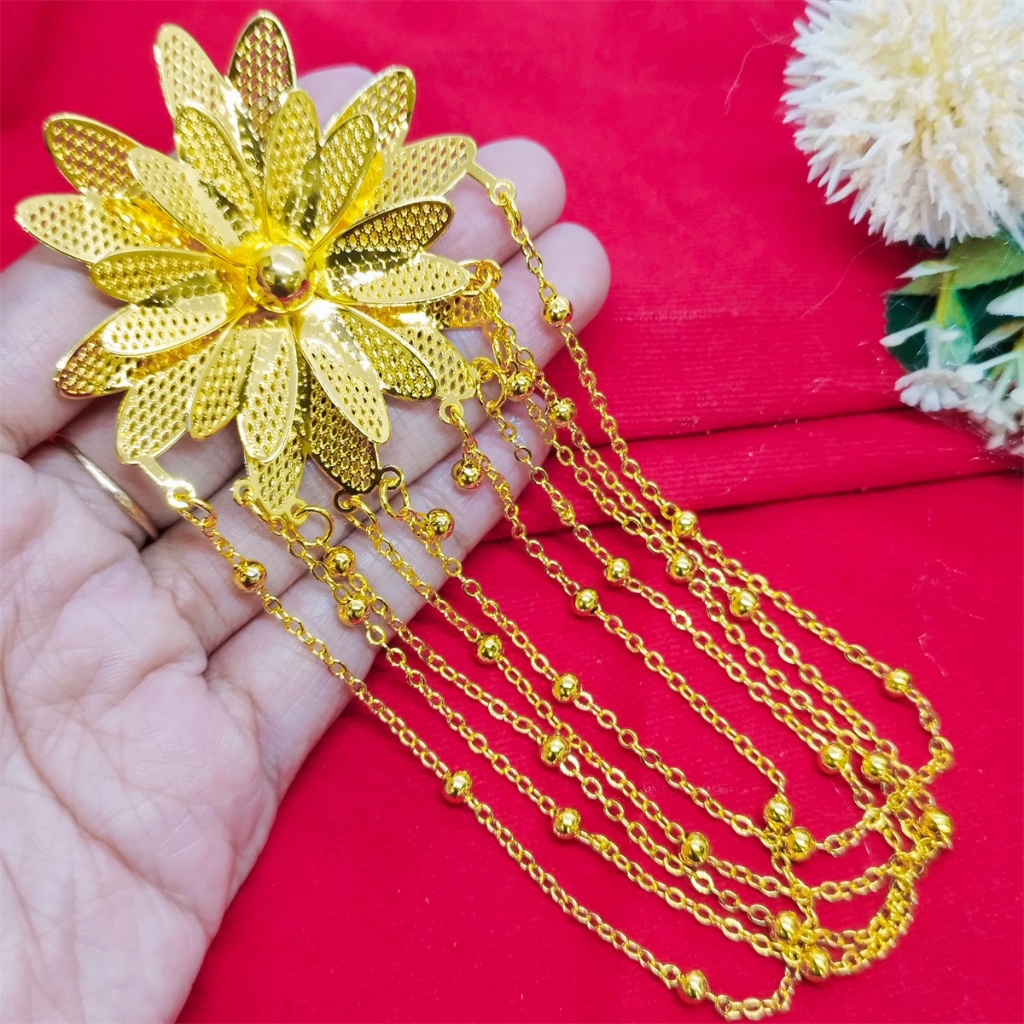 COD Bros Pin Pita Rumbai Lapis Emas 24k Bros Kebaya Dubai India Mewah Bros Pesta Perhiasan Aksesoris