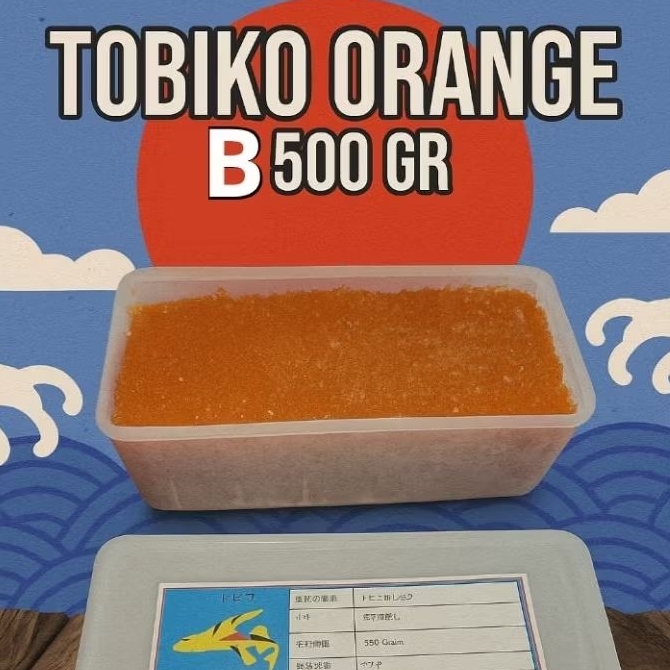 

Telur Ikan Terbang Halal Tobiko Orange Grade B 500 gr Flying Fish Roe Free Tenkasu 50 gr