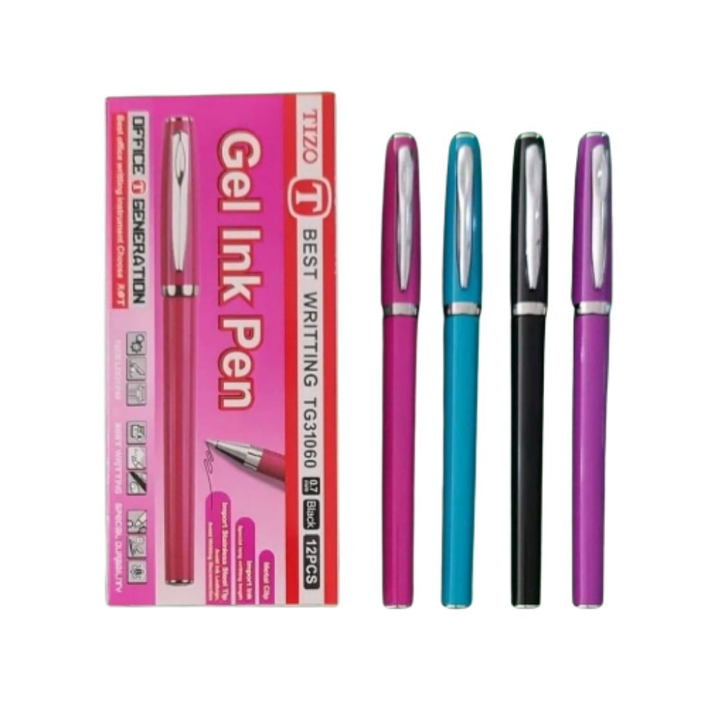 

[YOBANA] TIZO GEL INK PEN GEL LINER PULPEN CAIR 0.7MM HITAM 12PCS TG31060