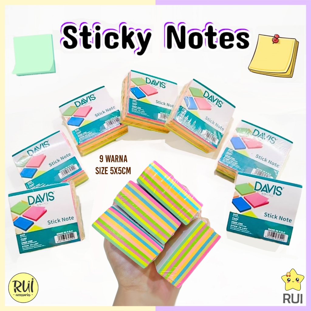 

Sticky Notes 9 Warna Penanda Halaman Buku Novel Memo Stick Tempelan Kertas Catatan