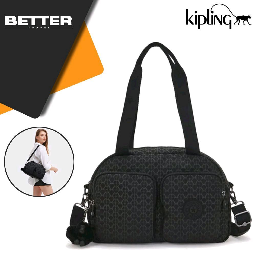 KIPLING tas shoulder bag monogram motif wanita traveling daily tote bag selampang original