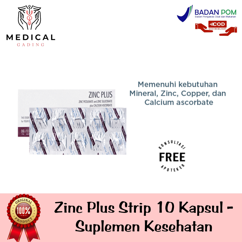 Zinc Plus Strip 10 Kapsul - Suplemen Kesehatan Mineral Zinc Copper