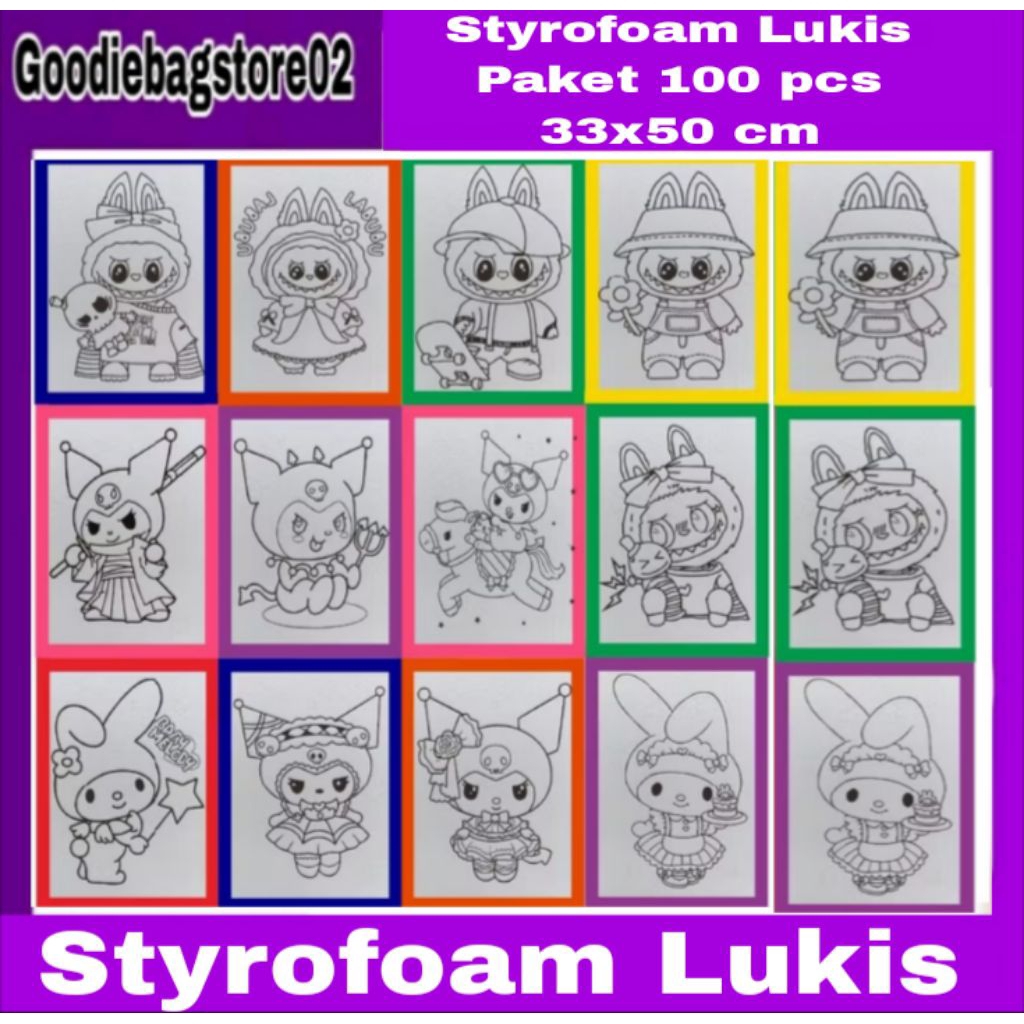 

Styrofoam Lukis Mewarnai Paket 100pcs Ukuran 33x50 cm, Edukasi,Menggambar