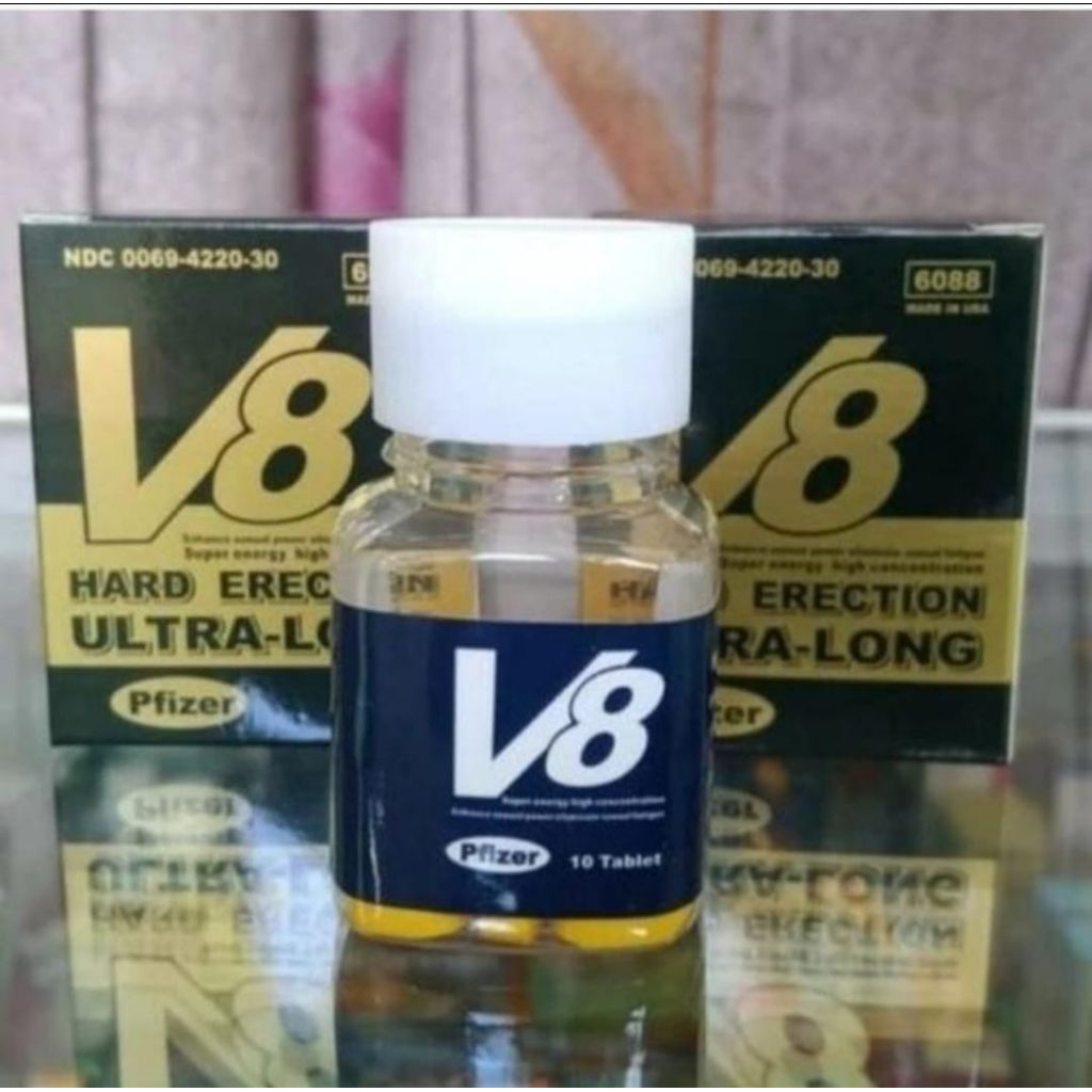 V8 ASLI PFIZER OBAT HERBAL KUAT VITALITAS PRIA STAMINA TAHAN LAMA ORIGINAL 10 TABLET