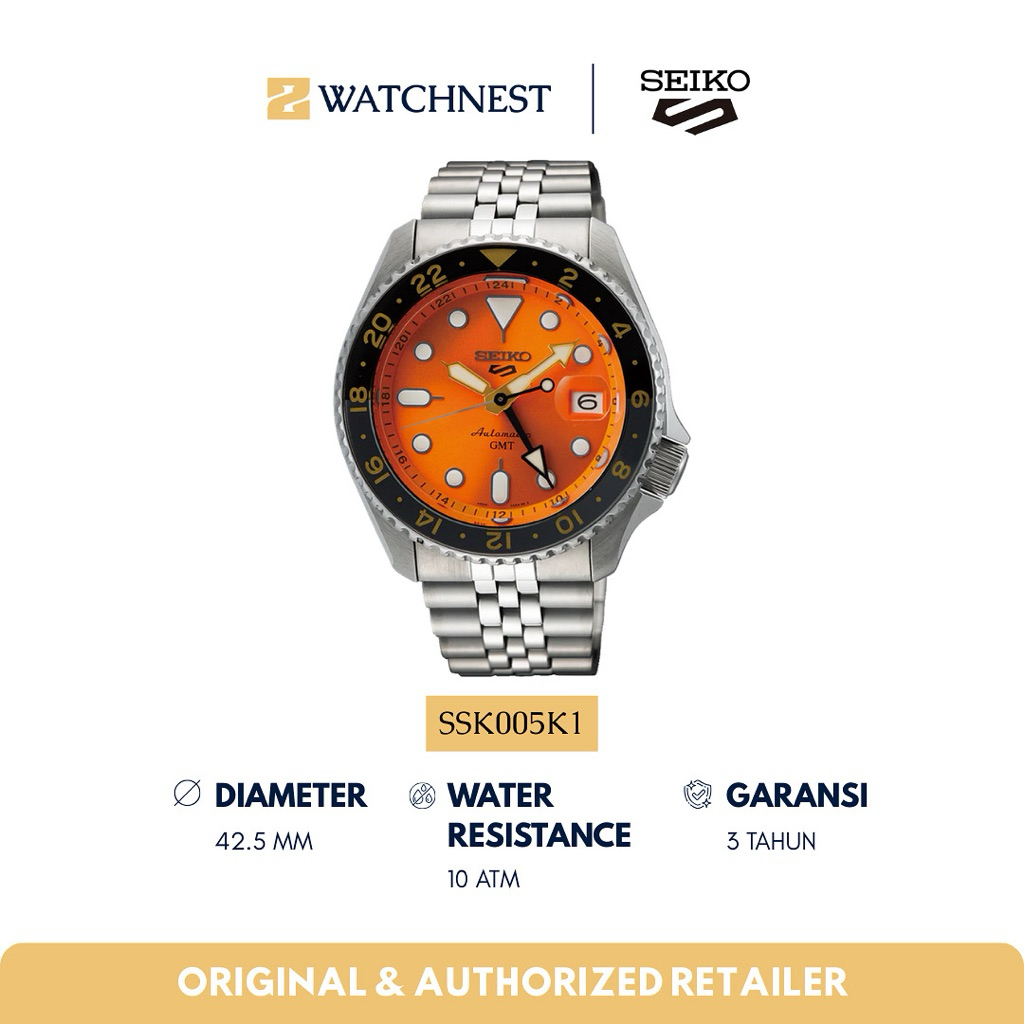 Jam Tangan Pria SEIKO 5 GMT SSK005K1 Original Resmi