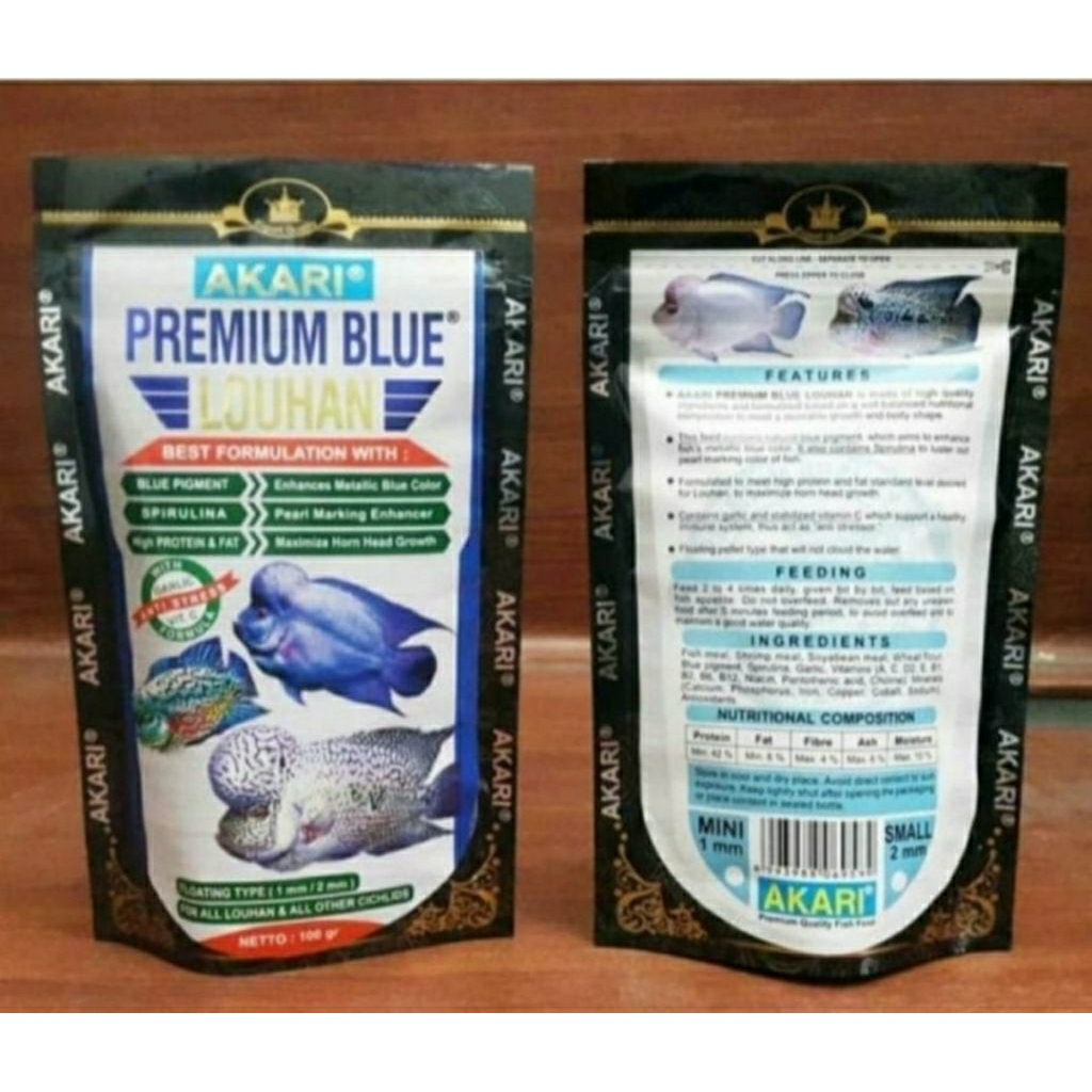 Akari Premium Blue Louhan 100gr Pelet 2MM