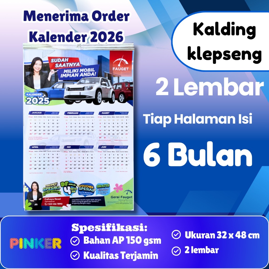 

Kalender 2026 Cetak Kalender Dinding Finishing Ring Spiral Foto Sendiri Partai