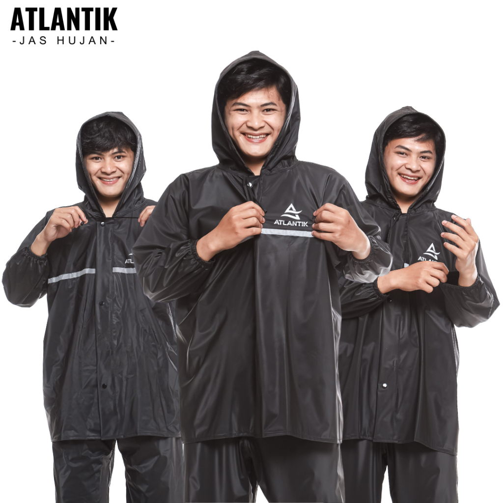 Jas Hujan Pria Mantel Hujan Setelan Tebal Lentur Anti Rembes Atlantik