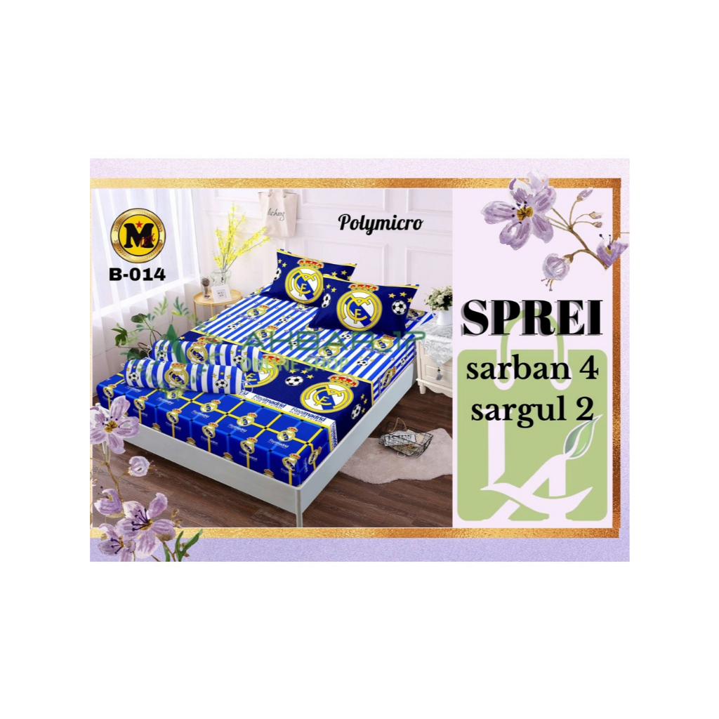 SPREI HOMEMADE PREMIUM BANTAL 4 GULING 2 180X200 160X200 120X200 100X200 90X200 MOTIF CLUB BOLA KARA