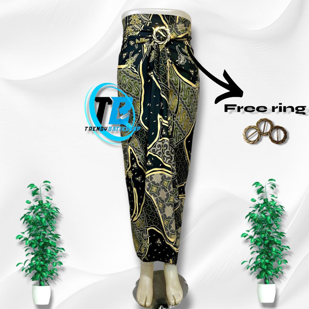 Rok Lilit Batik Bawahan Kebaya Kain Serut instan Free ring