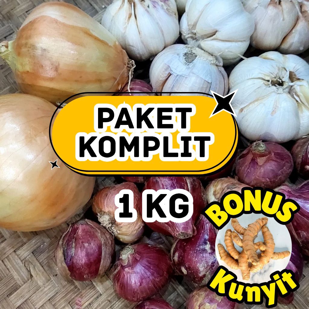 

Paket Komplit 1kg Bawang merah Bawang putih Bawang Bombay super premium organik
